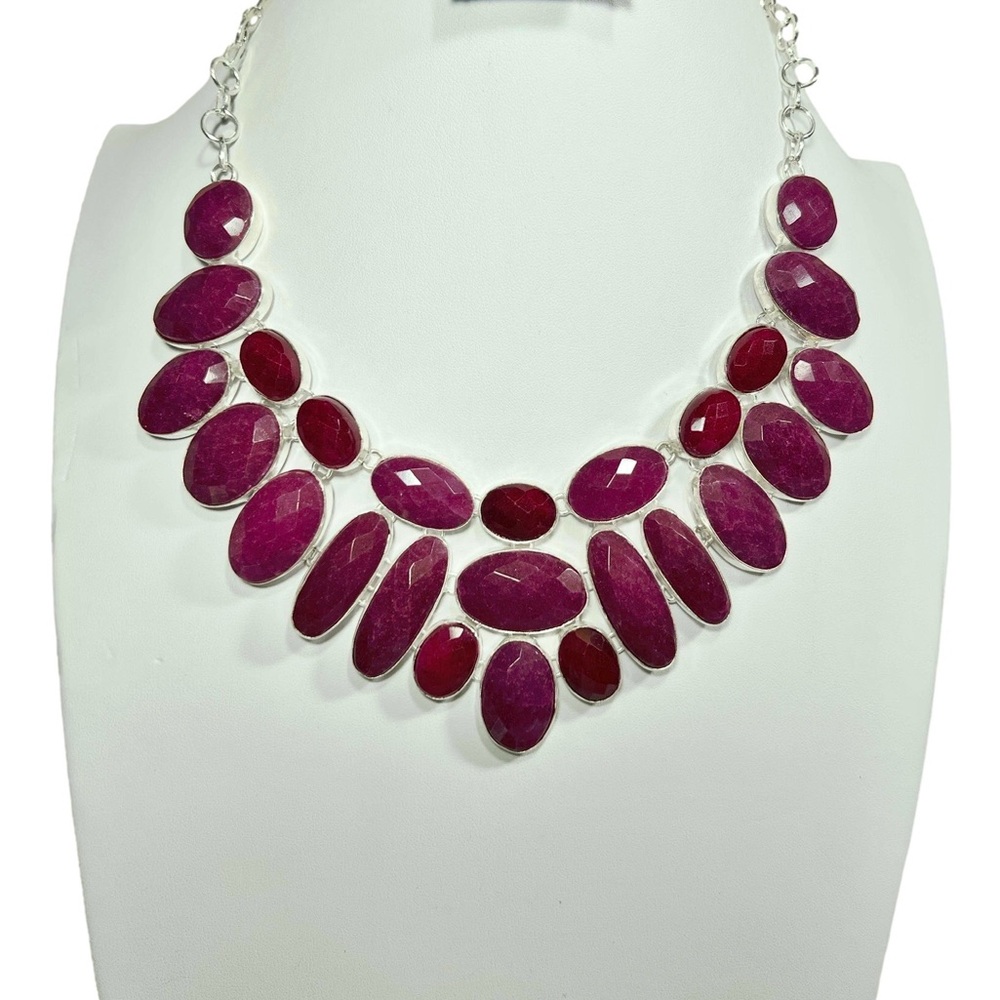 Ruby Two Tone 925 Large Gemstone Necklace